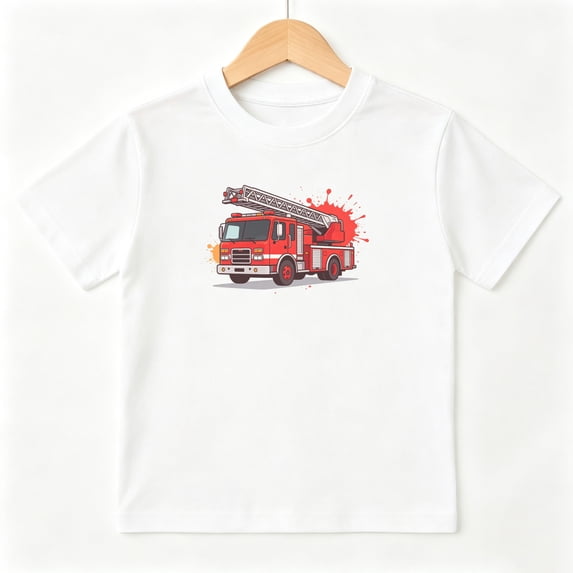 Fire Truck Firefighter Boys Graphic Tees Kids T-Shirt 100% Cotton Short Sleeve Tops Ages 4-13Y