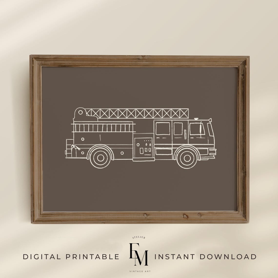 Fire Truck Ladder Print Fire Truck Print Fire Engine Wall Art Vehicle ...