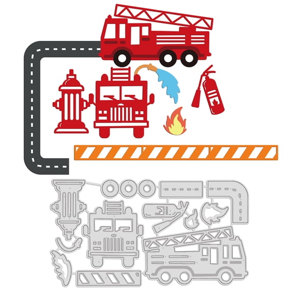 Fire Truck Metal Cutting Dies Die Cuts for DIY Scrapbooking Festival Birthday Wedding Cards Making Album Envelope DecorationMatte