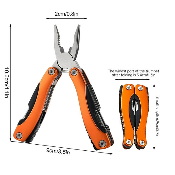 Fire Truck Mounted Foldable Mini Pliers Multifunctional Combination Tool with Knife Blade Cutter Screwdriver Opener 3.5 in Unfolded 80 g