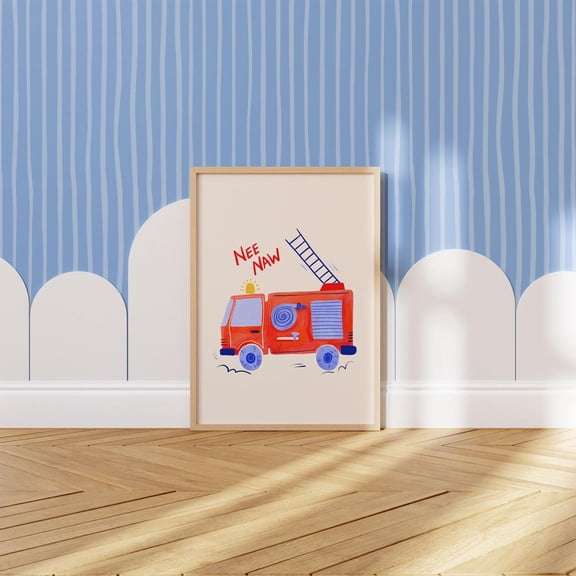 Fire Truck Nursery Red Engine Boys Room Wall Decor, Unframed Canvas 24x36in