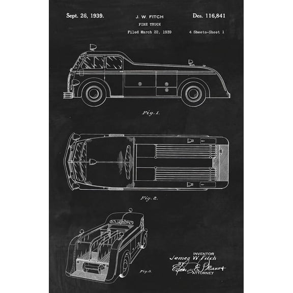 Fire Truck Patent Art Print