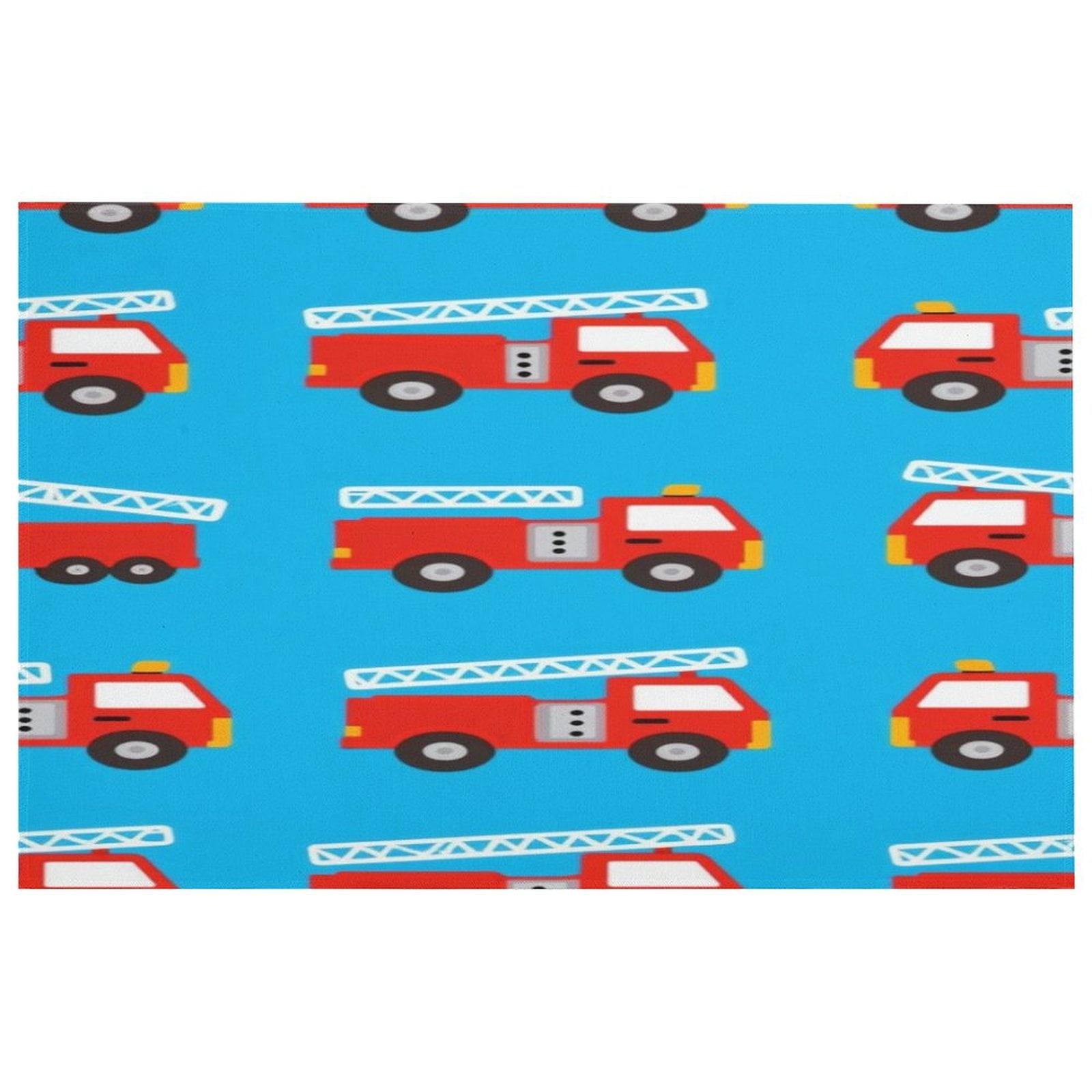 Fire Truck Pattern Blue Adult Home Decor Bedroom Living Room Crystal ...