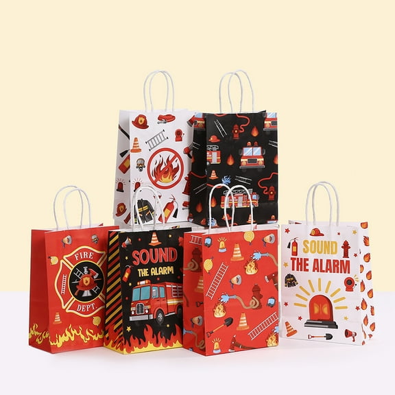 Fire Truck Printed Kraft Paper Bag Universal Handheld Packaging Bag Creative Children's Science Paper Bag