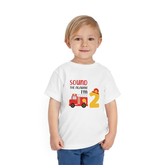 Fire Truck Second Birthday Shirt, Sound The Alarm