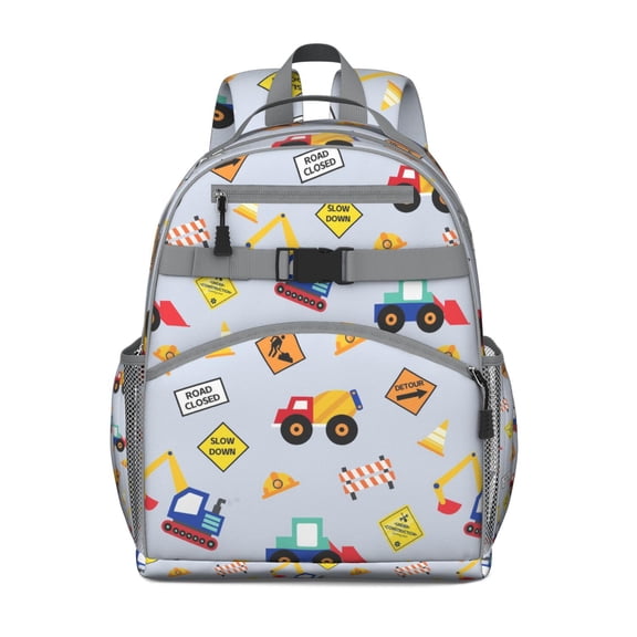 Fire Truck Toddler Backpack Adjustable Padded Straps Chest Buckle Large Capacity Durable Bookbag