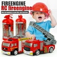 thumbnail image 1 of Fire Truck Toy Set for Kids - Fire Engine Truck with Water Spraying Hose, Rotating Ladder + 3 Fireman Firefighters, Road Signs, Lights & Sounds – Toy Fire Truck for Boys Age 4-7, Girls 3 Years Old+, 1 of 9