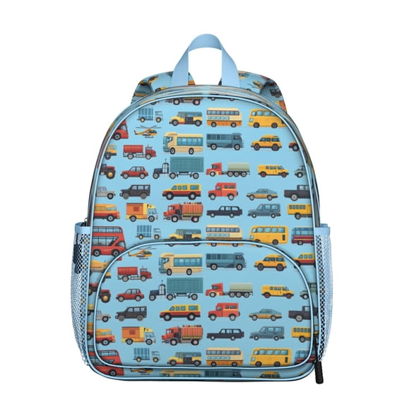 Fire Truck and Excavator Students Backpack - Lightweight Construction Vehicle Design, Water-Resistant, Adjustable Straps for School Use