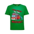 thumbnail image 1 of Fire Truck to the Rescue Red Firetruck with Dogs Cars and Trucks Toddler Crew Graphic T-Shirt, Kelly Green, 4T, 1 of 3