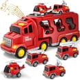 thumbnail image 1 of Fire Trucks Boy Toys for 3-5 Year Old Toddlers - Toys for 3 4 5 6 7 Years Old Transport Vehicle Carrier Truck, Boy Trucks Toy Sets, Kids Toys Boys 3-5, Gift Toys for Boys and Girls Aged 4-6, 1 of 8