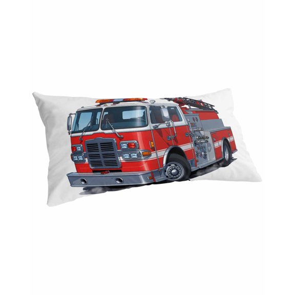 Fire Trucks Pillow Covers King Size, Modern Cartoons Vehicles Soft Bed Throw Pillowcases Breathable Cooling Long Lumbar Body Pillow Sham Cover for Bed Sofa 20''x40''