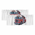 thumbnail image 1 of Fire Trucks Valances for Windows, Modern Cartoons Vehicles Light Filtering Kitchen Curtains, Rod Pocket Window Valance Curtains for Living Room Bedroom, 42" W x 18" L, 2 Panels, 1 of 9