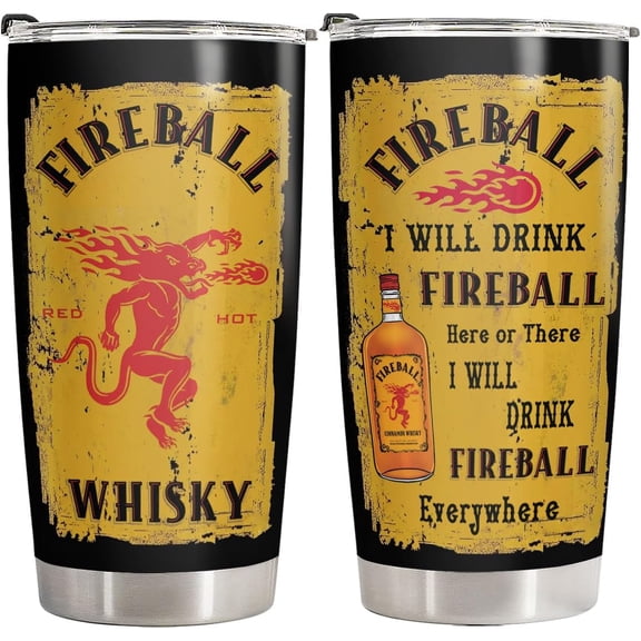 Fire Tumbler 20oz Stainless Steel Insulated Coffee Travel Mug with Lid Birthday Whiskey Gift Whisky Lover Cocktail Cup for Men Women