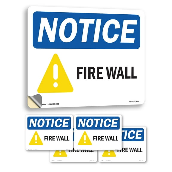 Fire Wall OSHA Notice Vinyl Decal Label 10 Inch x 7 Inch - 5 Pack