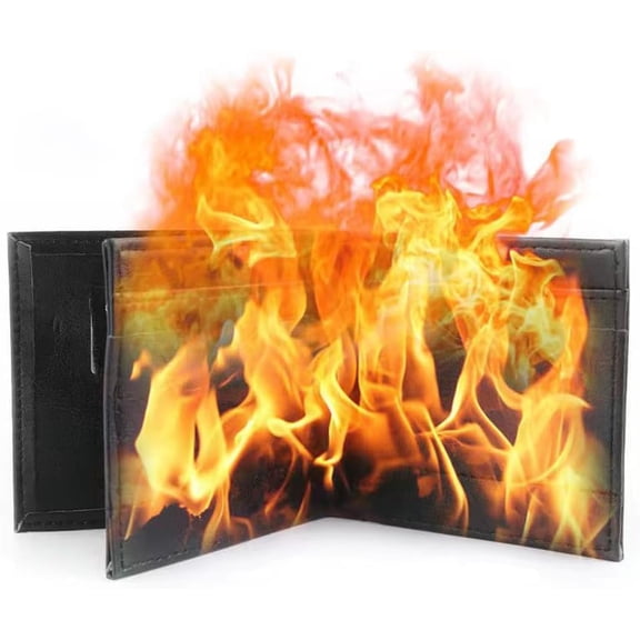 Fire Wallet Magic Trick, Flaming Wallet, PU Leather Billfold That Lights On Fire for Stage and Street Shows, Professional Trick for Magicians, Magic Enthusiasts & Adults