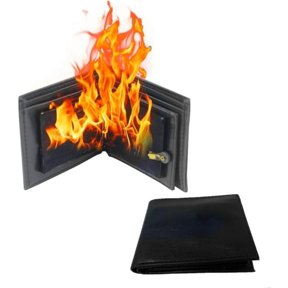 Fire Wallet Magic Trick, Flaming Wallet, PU Leather Billfold That Lights On Fire for Stage and Street Shows, Professional Trick for Magicians, Magic Enthusiasts