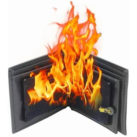 Fire Wallet Magic Trick, Flaming Wallet, PU Leather Billfold That Lights for Stage and Street Shows