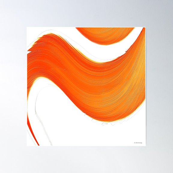 Fire Water 2 On White Orange Abstract Art Poster Wall Art, Modern Wall Decor For Living Room Bedroom, 8x12 UNFRAMED