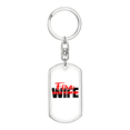thumbnail image 1 of Fire Wife Stainless Steel or 18k Gold Premium Swivel Dog Tag Keychain, 1 of 10