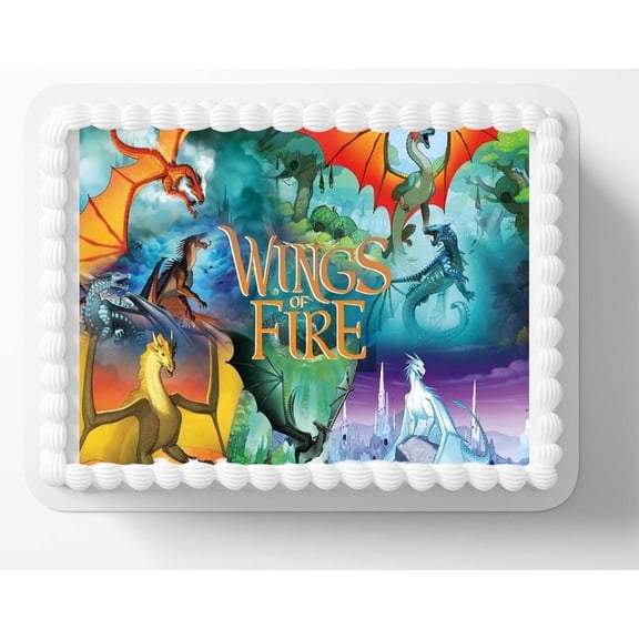 Fire Wings Dragons Mystical Birthday Edible Icing Image Cake Topper, by Tnct.