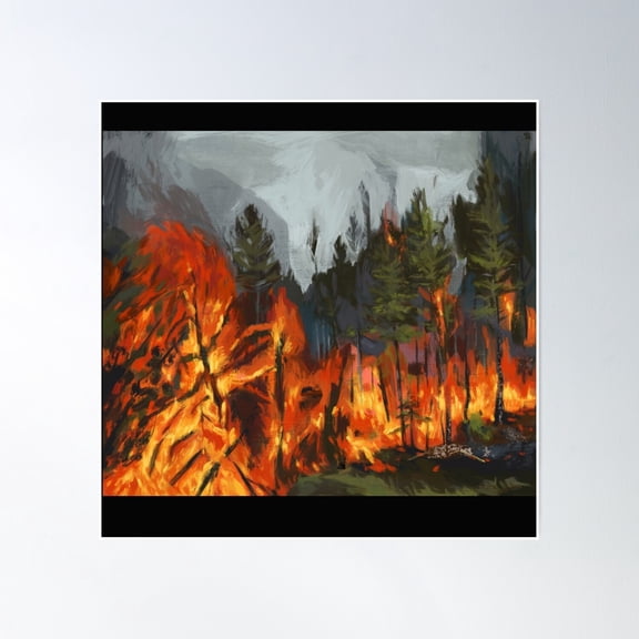 Fire Wood Forest Paint Design Poster Wall Art, Modern Wall Decor, 30x30 UNFRAMED