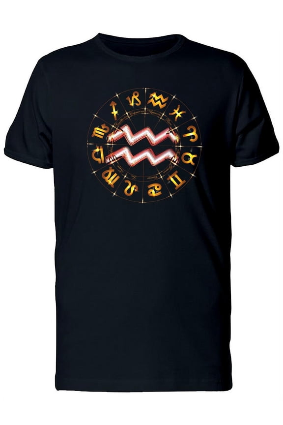 Fire Zodiac Sign Aquarius T-Shirt Men -Image by Shutterstock, Male Large