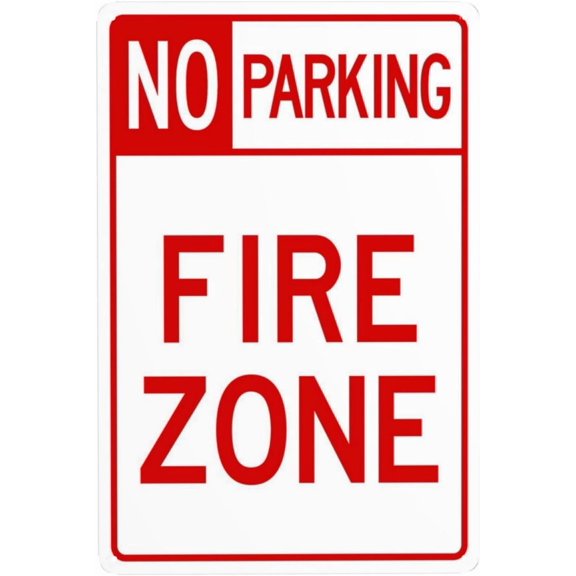 Fire Zone With No Parking Header Metal Warning Signs, Cautions Security Tin Sign, Safety Posted Signs for Street Business Wall Decor 8 x 12 Inch