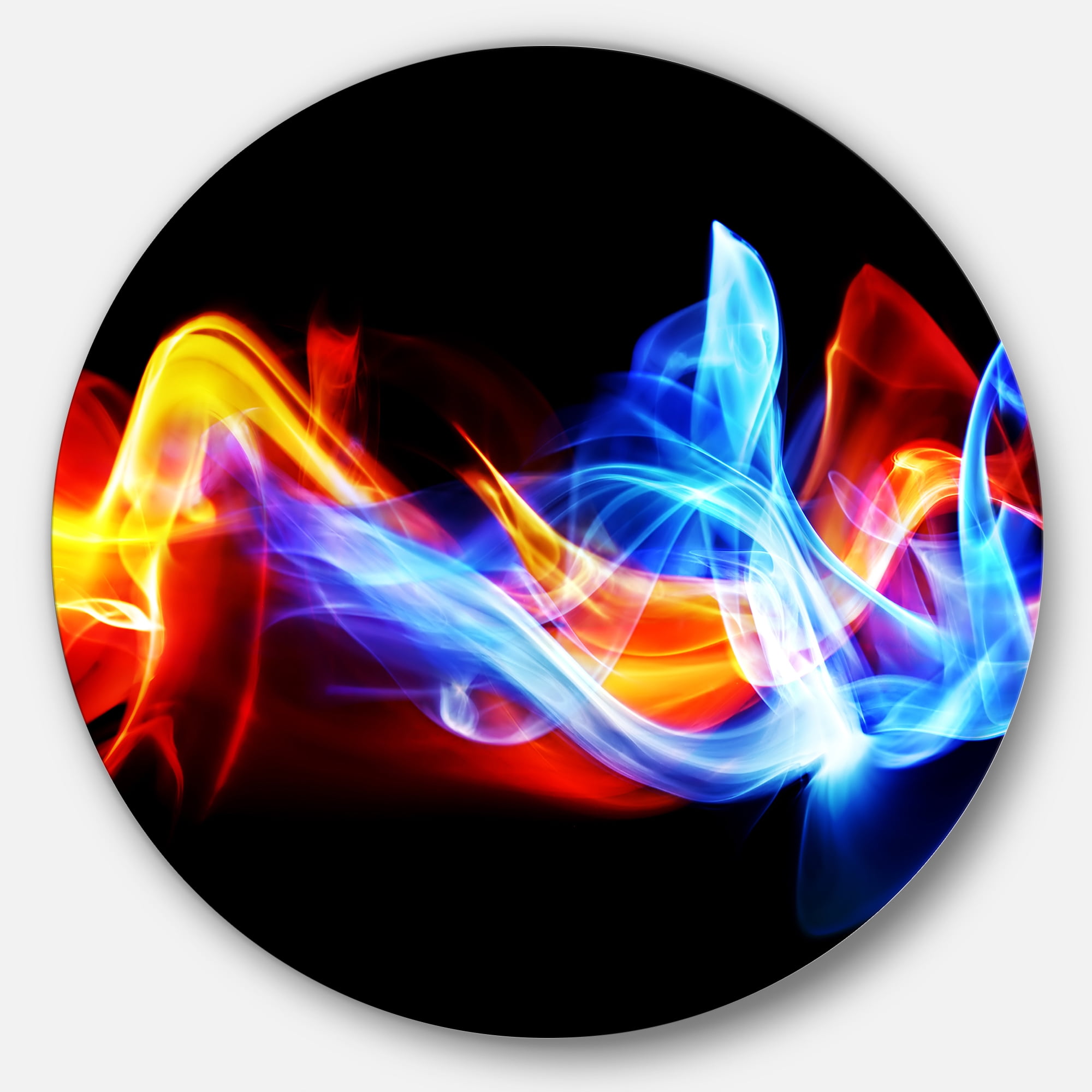 Fire and Ice Disc 23.00" x 23.00" Painting Art Prints, by Designart