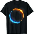 thumbnail image 1 of Fire and Ice Dueling Dragons Unisex-Adults Black T-Shirt100% pure cotton short-sleeved shirt for both men and women, 1 of 6