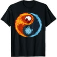 thumbnail image 1 of Fire and Ice Yin Yang T-Shirt100% pure cotton short-sleeved shirt for both men and women, 1 of 6