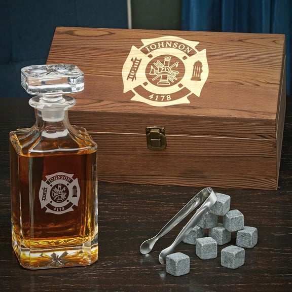 Fire and Rescue Custom Carson Whiskey Decanter Gift Set