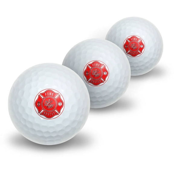 Fire and Rescue Maltese Cross - Red Novelty Golf Balls 3 Pack