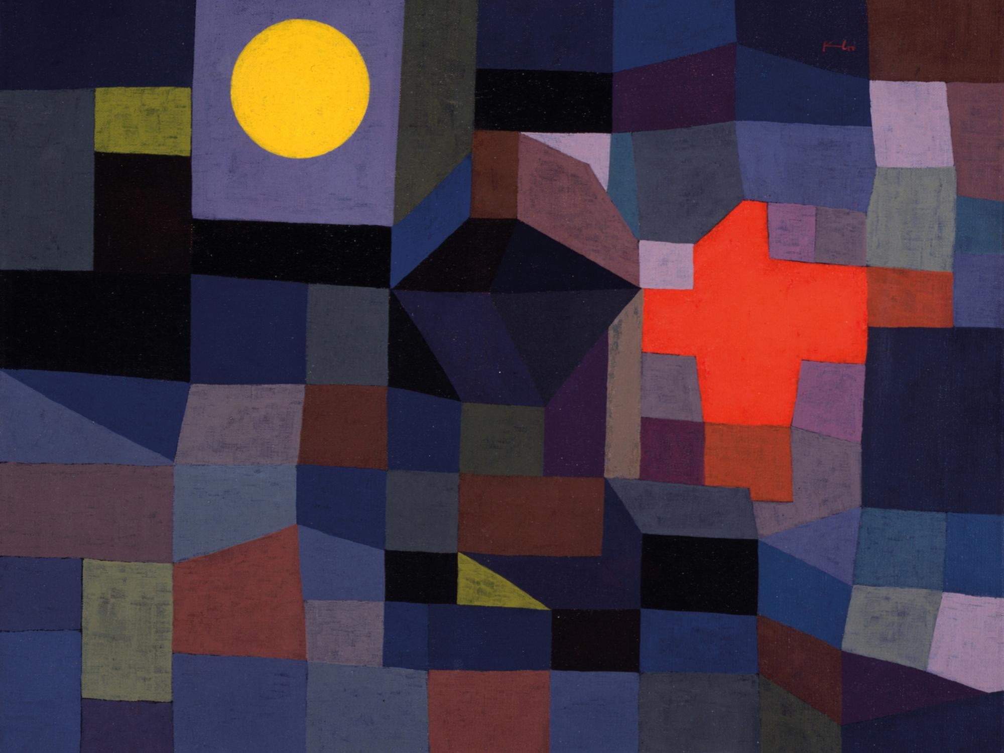 Paul Klee Fire at Full Moon Colorful Canvas Print for Kids