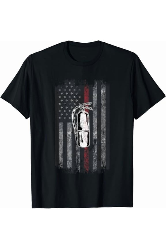 Fire extinguisher American Flag Thin Red Line Firefighter T-Shirt