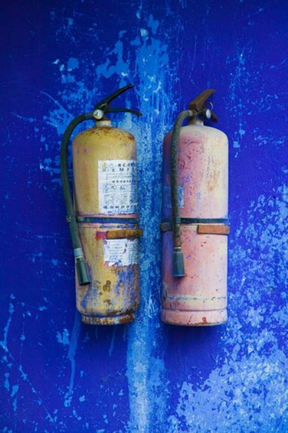 Fire extinguishers on Blue Temple wall Mingshan Fengdu Ghost City Fengdu Yangtze River Chongqing Province China Canvas Art - Panoramic Images (24 x 36)
