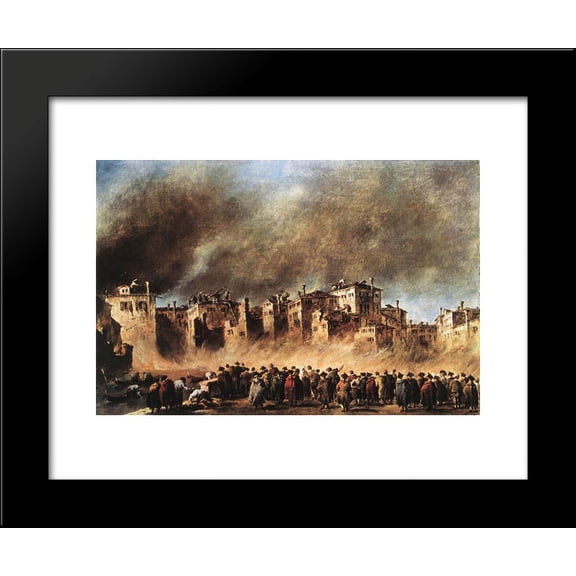 Fire in the Oil Depot at San Marcuola 20x24 Framed Art Print by Francesco Guardi