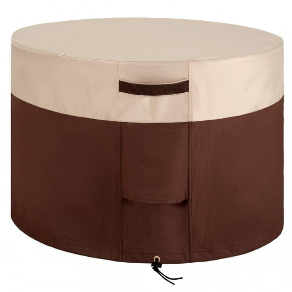 Patioworld Round Fire Pit Cover, 36 in x 36 in x 24 in, Brown and Tan