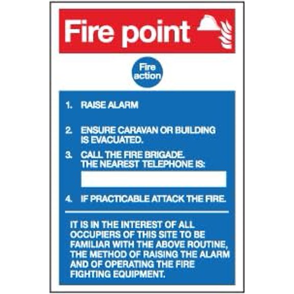 Fire point fire action sign Metal Sign 8x12 Inch for Security Use