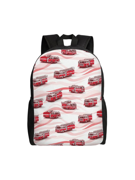 Fire trucks patterned Backpack with 15 Inch Laptop Compartment,Water-Resistant Daypack, Large Capacity Backpack with Adjustable Breathable Shoulder Straps for Daily Use Travel Gym