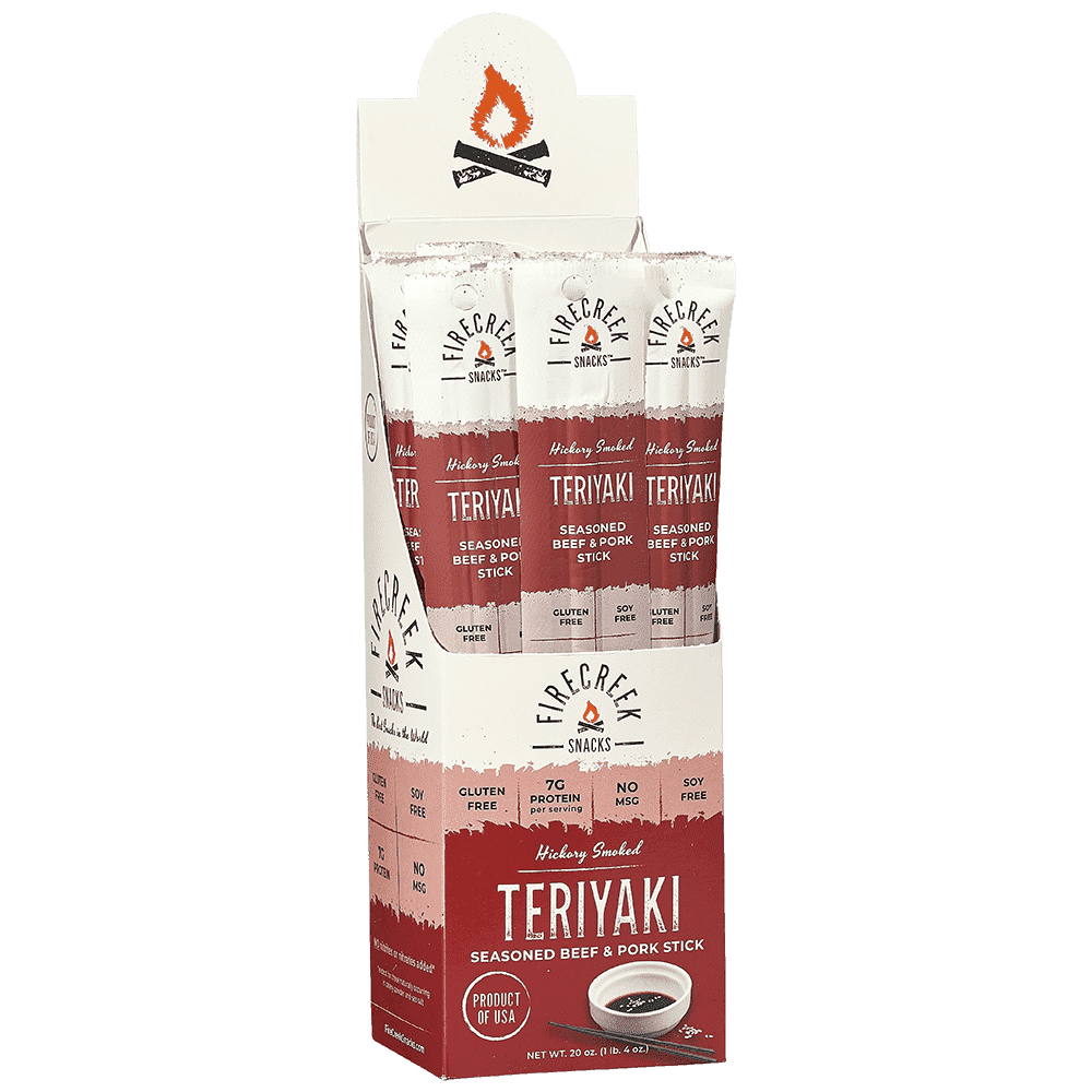 FireCreek Snacks Teriyaki Beef and Pork Snack Sticks, High Protein, Low Carb, Gluten Free (Box of 20 - 1oz ea.)