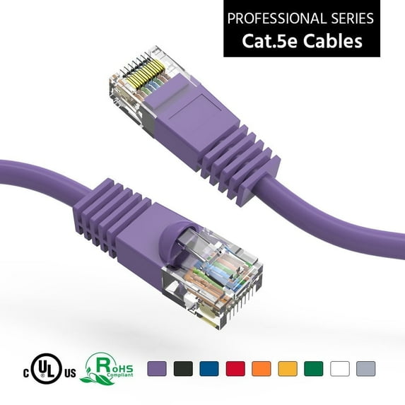 FireFold Cat5e Ethernet Patch Cable 20ft Purple with Gold Plated RJ45 Connectors – 350 MHz High Performance Patch Cord – 4 UTP 24 AWG Stranded Copper Pure Conductors with PVC Jacket
