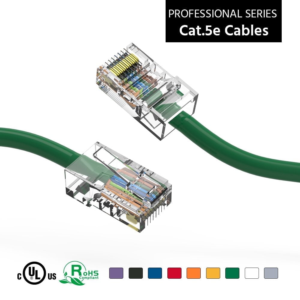 FireFold Cat5e Ethernet Patch Cable Green 6ft with Gold Plated RJ45 Connectors – 350 MHz High Performance Patch Cord – 4 UTP 24 AWG Stranded Copper Pure Conductors with PVC Jacket