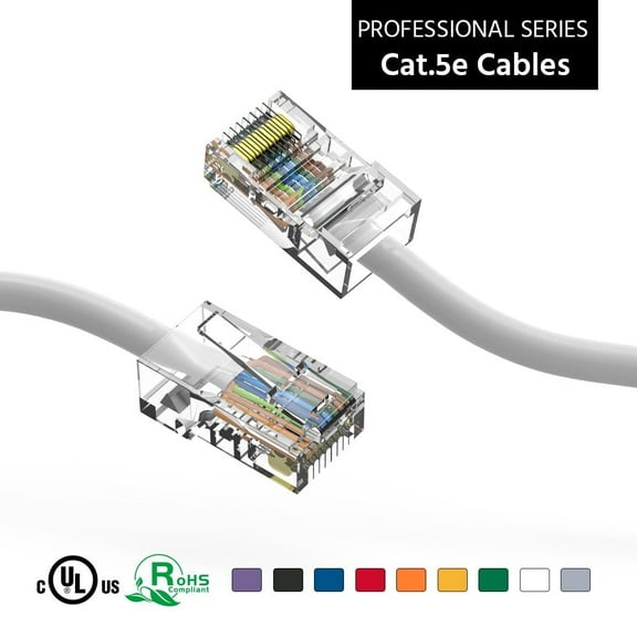 FireFold Cat5e Ethernet Patch Cable White 100ft with Gold Plated RJ45 Connectors – 350 MHz High Performance Patch Cord – 4 UTP 24 AWG Stranded Copper Pure Conductors with PVC Jacket