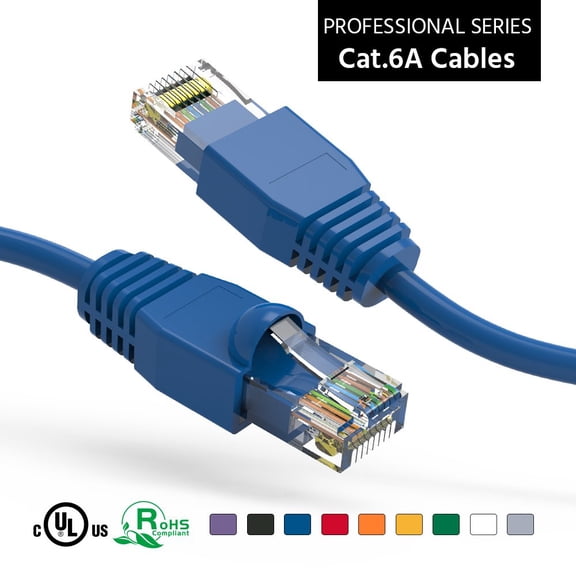 FireFold Cat6A Ethernet Patch Cable 500MHZ 10GBPS Pure Copper Molded Strain Relief Snagless Boot High-Speed Internet Cable LAN Wire for Computer Networks.