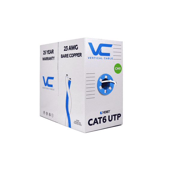 Vertical Cable Cat6, 550 MHz CMR, UTP, 23AWG, Solid Bare Copper, 1000ft, White, Bulk Ethernet Cable