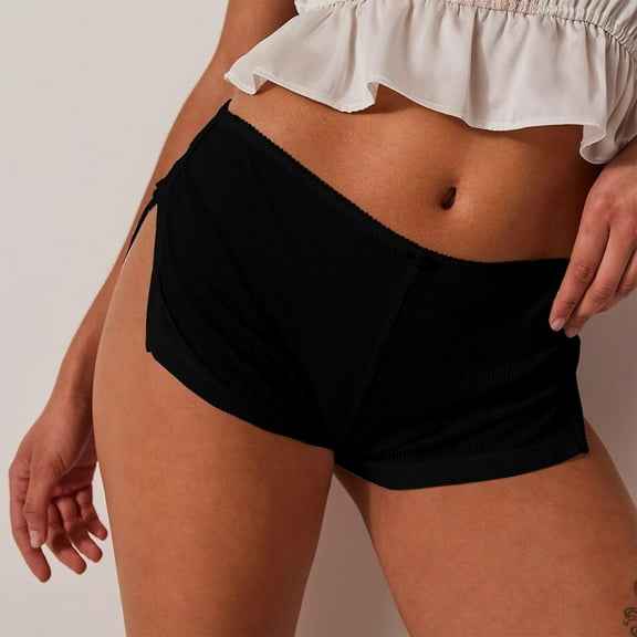 FireFox Sexy Booty Shorts for Women Y2k Low Rise Side Slit Pj Mini Shorts 2025-Black-L,Sexy Shorts for Women,Hot Pants,Booty Shorts