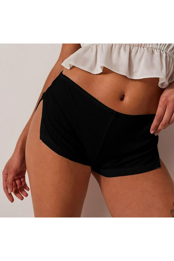 Sexy Booty Shorts for Women Y2k Low Rise Side Slit Pj Mini Shorts 2025-Black-L,Sexy Shorts for Women,Hot Pants,Booty Shorts