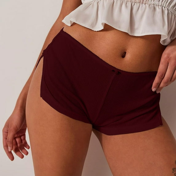 FireFox Sexy Booty Shorts for Women Y2k Low Rise Side Slit Pj Mini Shorts 2025-Wine-M,Sexy Shorts for Women,Hot Pants,Booty Shorts