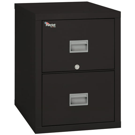 FireKing Black Patriot 1 Hour Fire Resistant 31" depth File Cabinet with 2 Drawers filing letter hanging folders