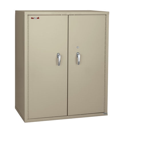 Double door storage cabinet with end tab inserts